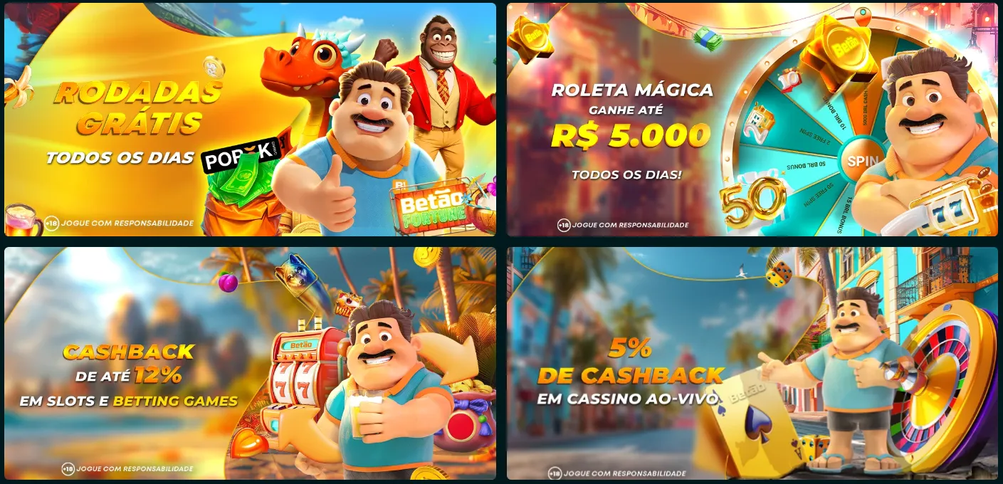 Betao Promoções - Free Spins, Roleta Mágica, Cashback até 12%, Cassino Ao Vivo