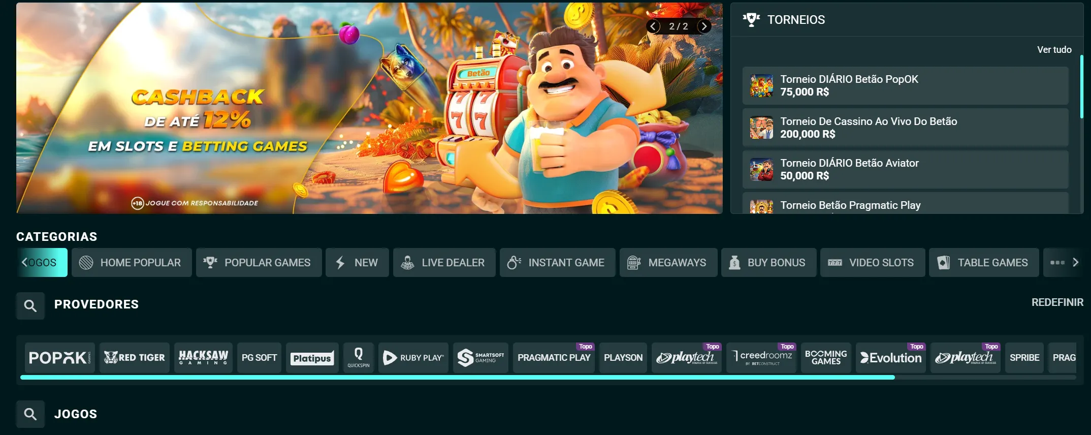 Betao Cashback, Torneios e Promoções