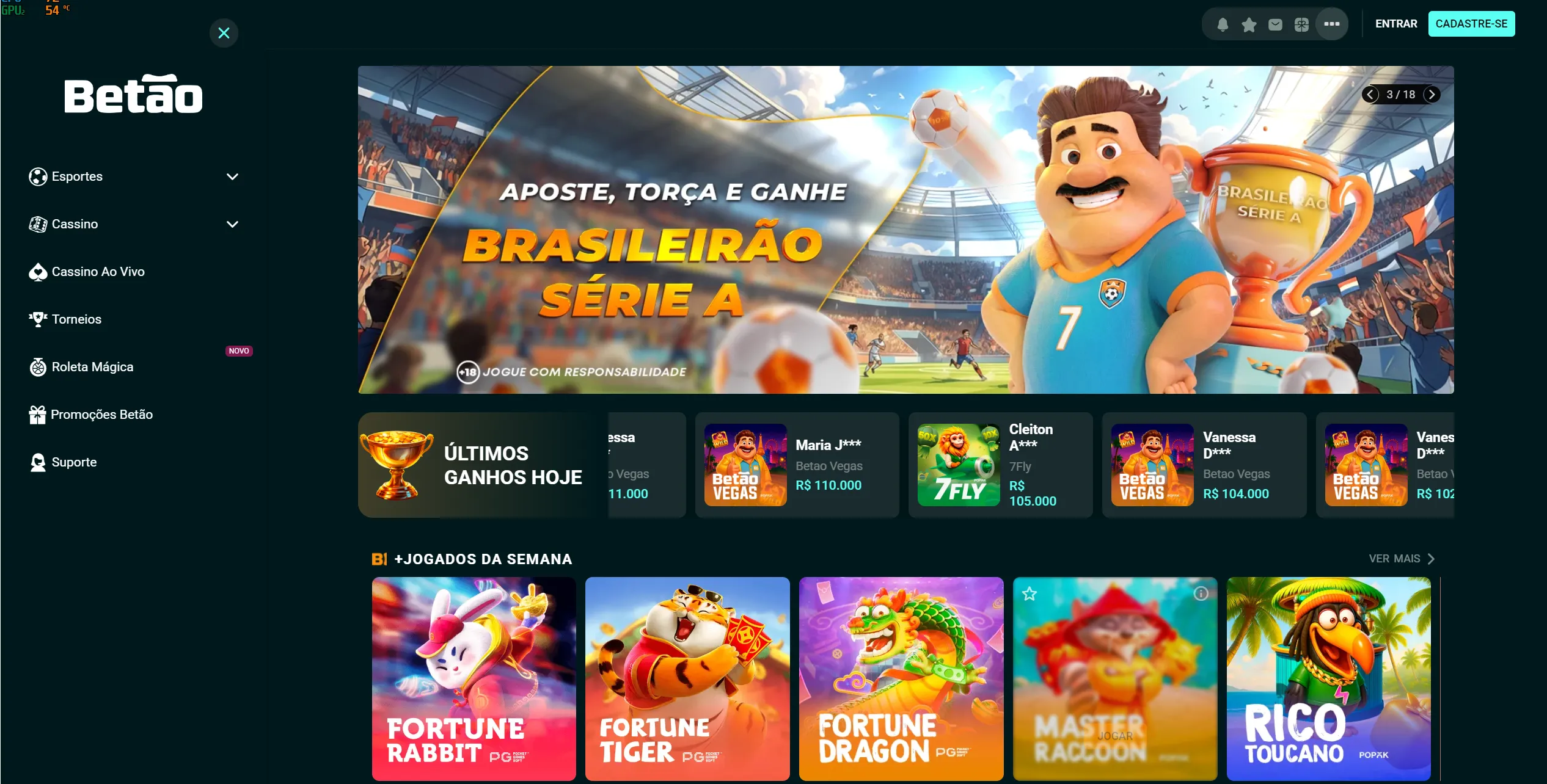 Betao Homepage - Brasileirão Série A e Apostas Esportivas