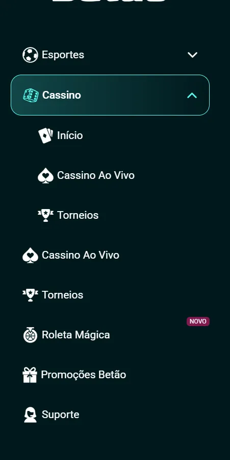 Betao Menu Casino - Casino Ao Vivo e Roleta