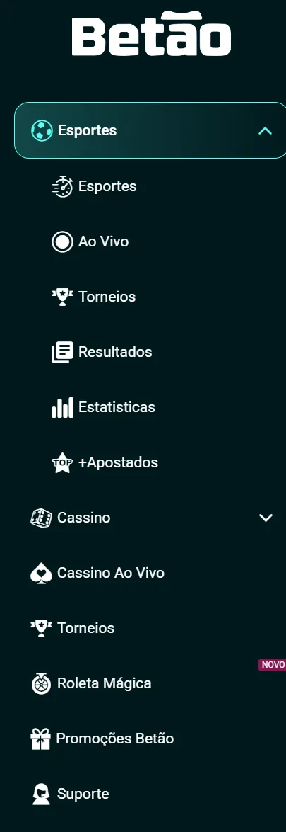 Betao Menu Mobile - Esportes Ao Vivo e Torneios